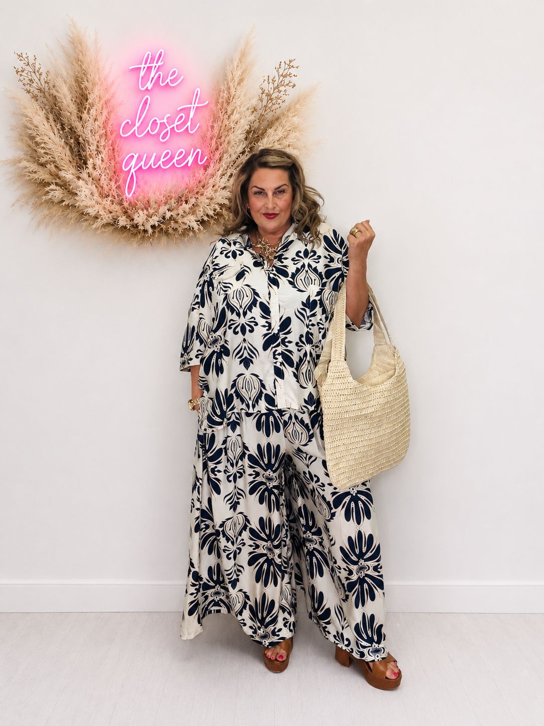 SCARLET TROUSERS FLOCK PRINT