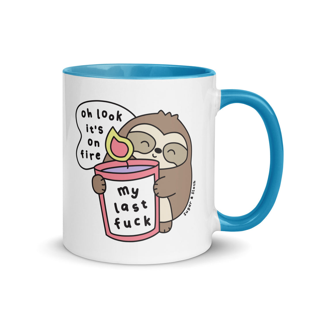 Oh Look, it's on Fire Ceramic Mug with Coloured Handle