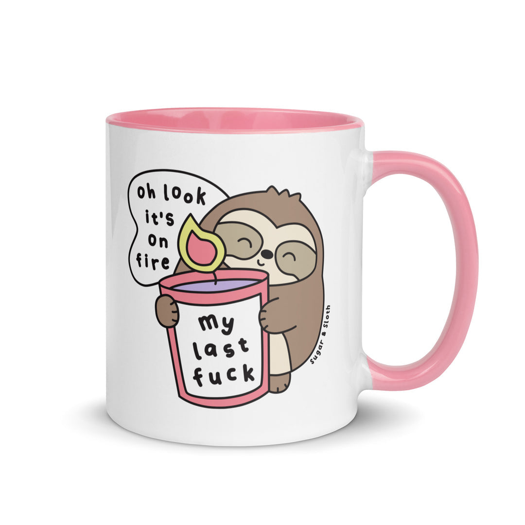 Oh Look, it's on Fire Ceramic Mug with Coloured Handle