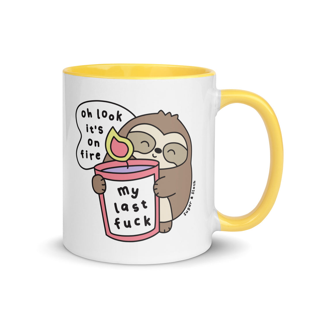 Oh Look, it's on Fire Ceramic Mug with Coloured Handle