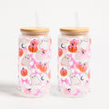 2 Pack Ghost Bow Print Plastic Drinking Jars
