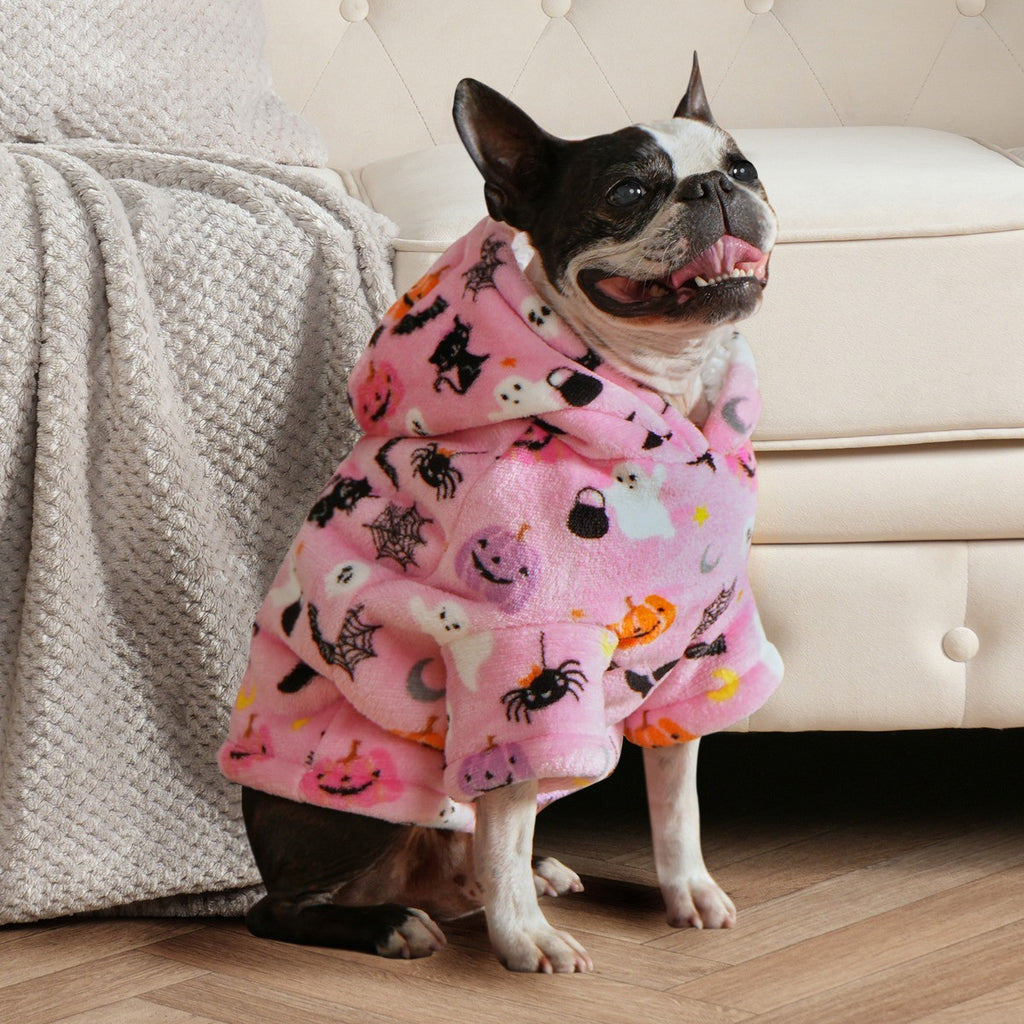 Halloween Print Dog Hoodie - Blush