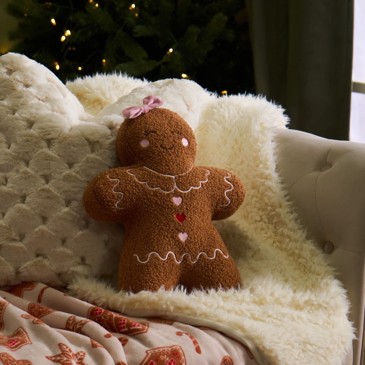 Toffee the Gingerbread Girl Cushion - Brown