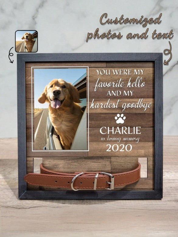 Personalised Pet Memorial Photo Frame & Collar Holder